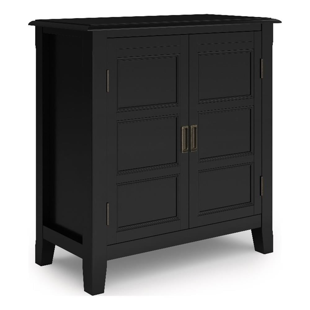 Burlington Black Solid Wood Low Storage Cabinet with Adjustable Shelves