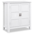 thumbnail image 1 of Simpli Home Burlington 30 inch Wide Solid Wood Transitional Low Storage Cabinet in White, 1 of 11