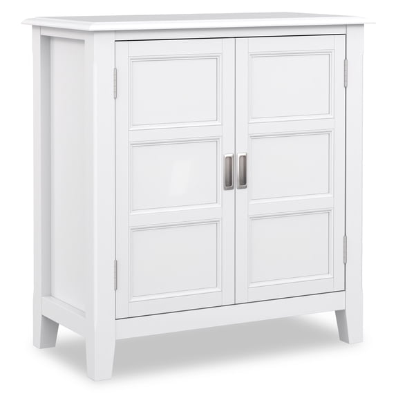 Simpli Home Burlington 30 inch Wide Solid Wood Transitional Low Storage Cabinet in White