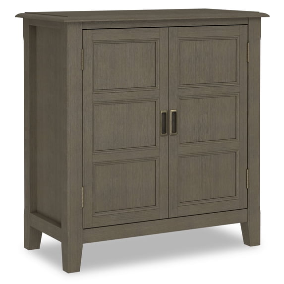 Simpli Home Burlington 30 inch Wide Solid Wood Transitional Low Storage Cabinet in Farmhouse Grey