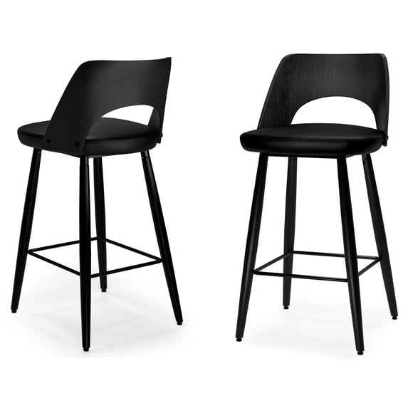 Simpli Home Callie Contemporary 16 inch Counter Height stool (Set of 2) in Black Vegan Faux Leather