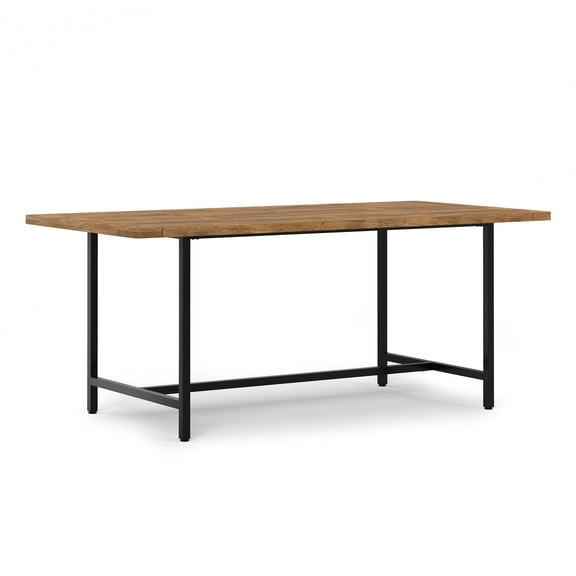 Simpli Home Campbell 72 inch x 36 inch Rectangle Modern Industrial Dining Table in Burnt Wax