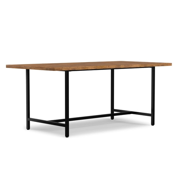 Simpli Home Campbell 72 inch x 36 inch Rectangle Modern Industrial Dining Table in Burnt Wax