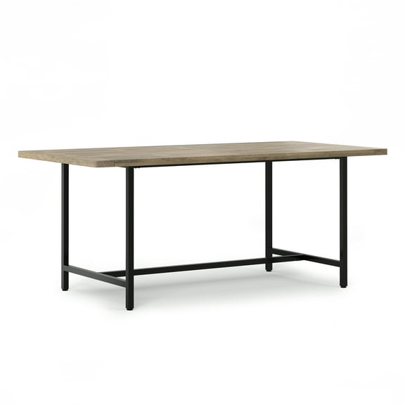 Simpli Home Campbell 72 inch x 36 inch Rectangle Modern Industrial Dining Table in Grey Wash