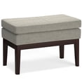 thumbnail image 1 of Carlson 27 inch Wide Mid Century Small Ottoman Bench in Greige Linen-Look Fabric, 1 of 12