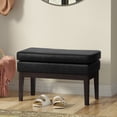 thumbnail image 1 of Carlson 27 inch Wide Mid Century Small Ottoman Bench in Distressed Black Vegan Faux Leather, 1 of 11