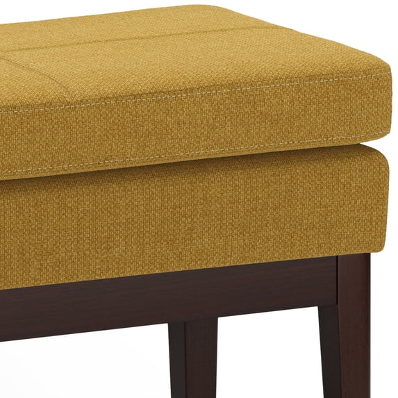 Carlson 27 inch Wide Mid Century Small Ottoman Bench in Marigold Woven Fabric