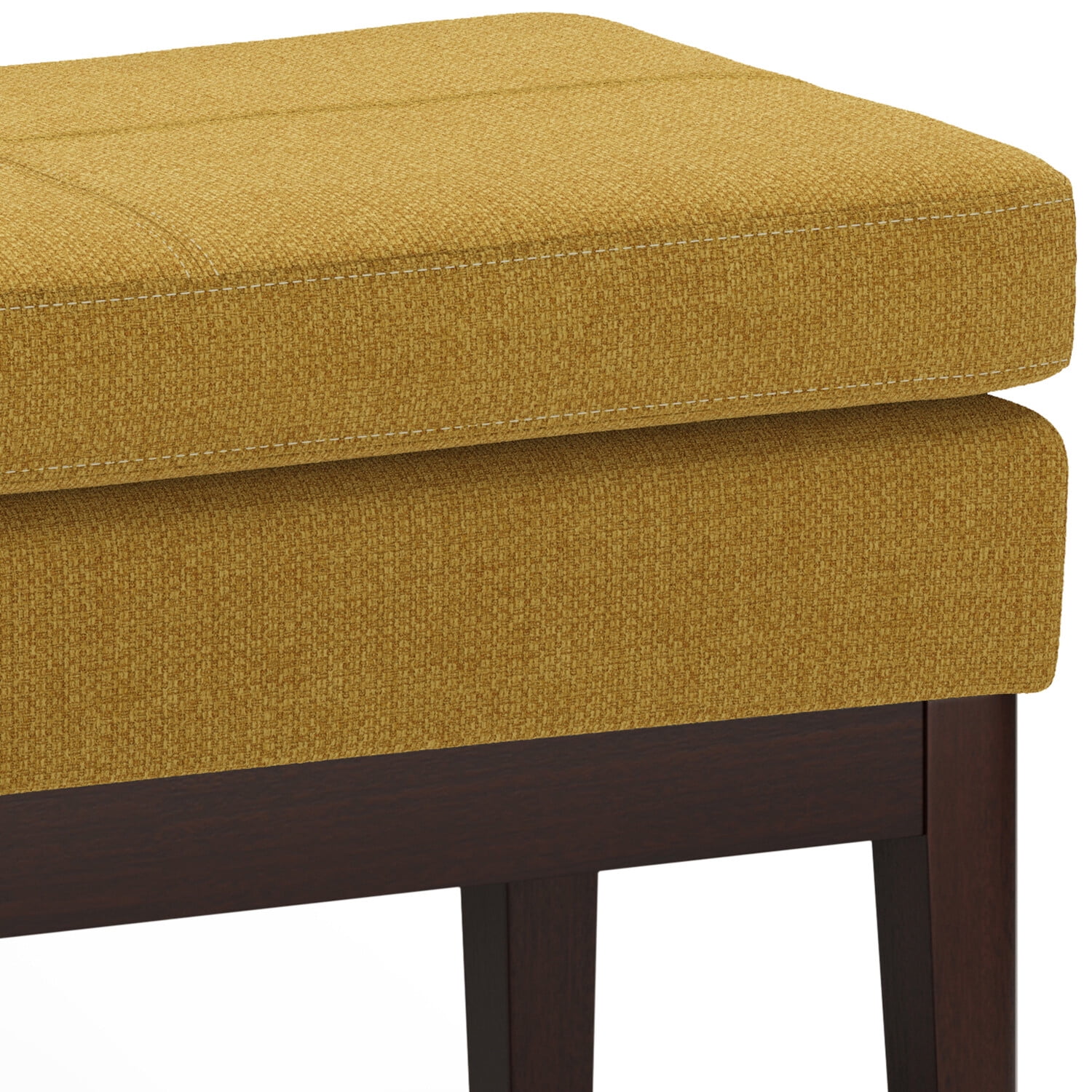 Carlson Marigold Linen Mid Century Ottoman Bench with Wood Frame