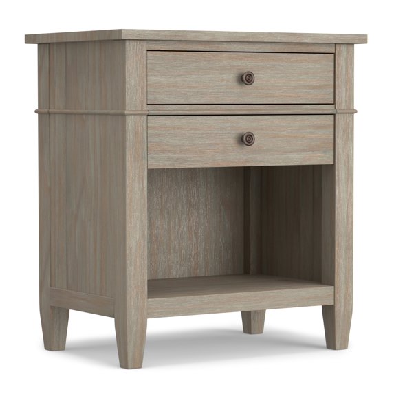 Simpli Home Carlton Solid Wood Bedside Table In Distressed Grey