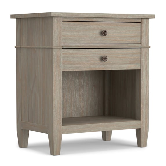 Simpli Home Carlton 24 inch Wide Solid Wood Bedside Table in Distressed Grey
