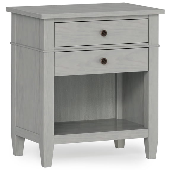 Simpli Home Carlton SOLID WOOD 24 inch Wide Contemporary Bedside Nightstand Table in Fog Grey