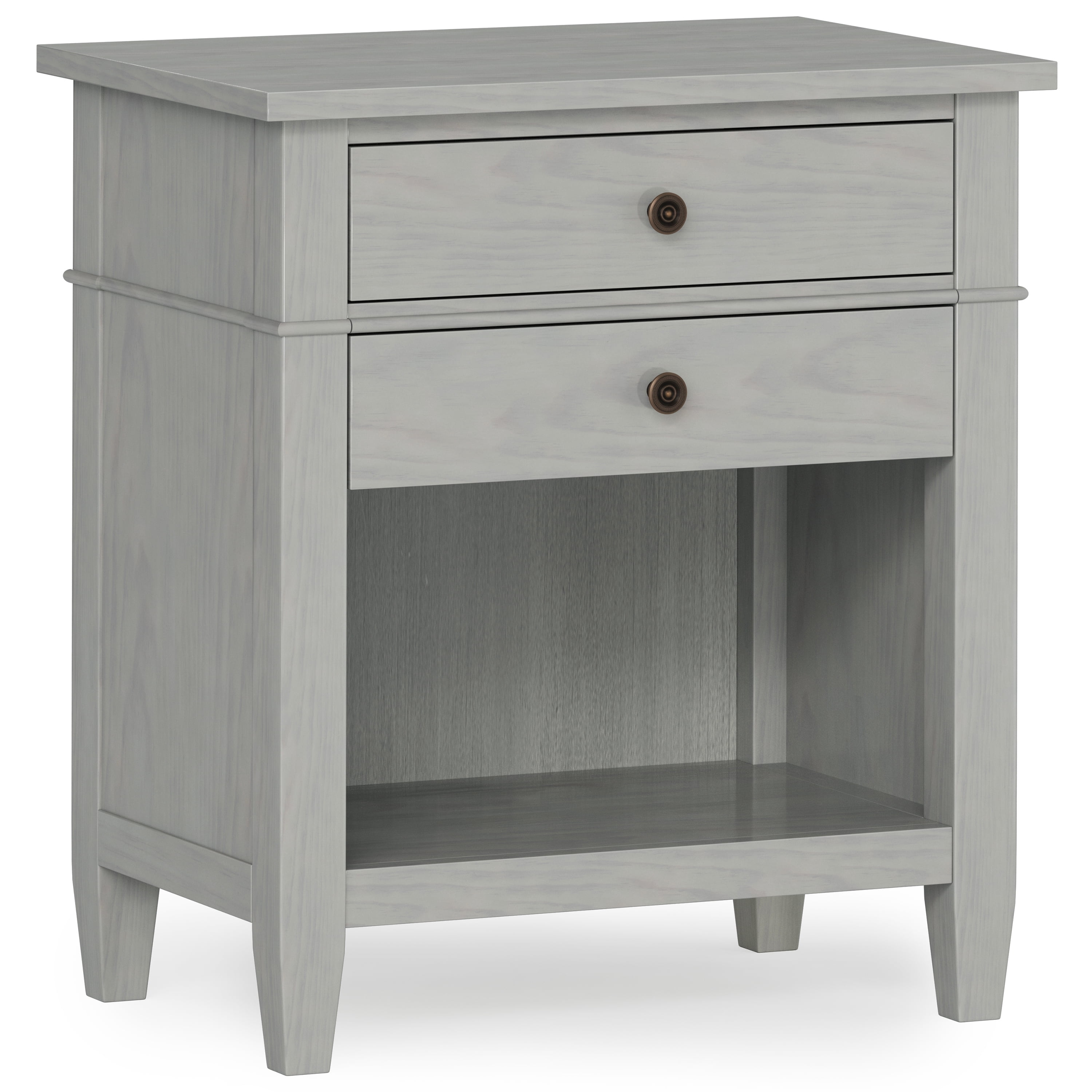 Carlton Fog Grey Solid Wood 2-Drawer Nightstand