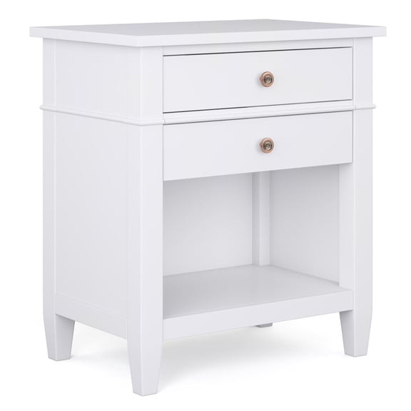 Carlton SOLID WOOD 24 inch Wide Transitional Bedside Nightstand Table in Light Golden Brown-Color:White