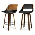 thumbnail image 1 of Simpli Home Carly Contemporary 16 inch Swivel Bar Stool (Set of 2) in Black PU faux leather, 1 of 10