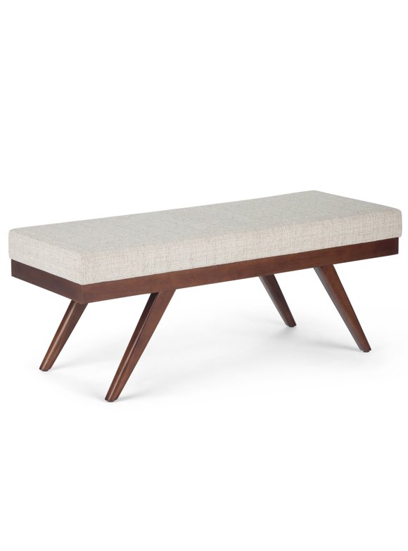 Simpli Home Chanelle Ottoman Bench in Platinum Tweed Look