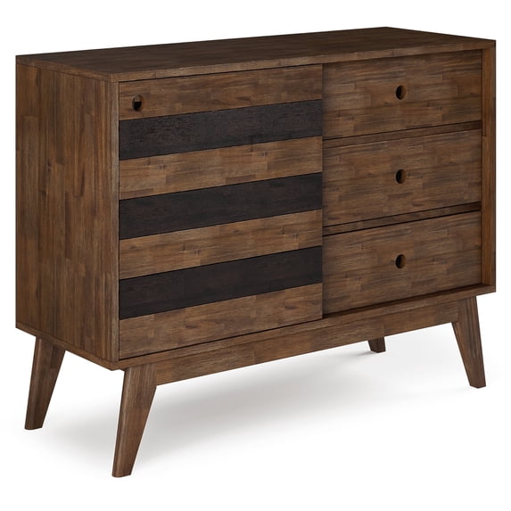 Simpli Home Clarkson 39"W Solid Wood Medium Storage in Rustic Natural Aged Brown