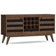 thumbnail image 1 of Simpli Home Clarkson 60 inch Wide Solid Acacia Wood Mid Century Sideboard with Wine Storage in Rustic Natural Aged Brown, 1 of 13