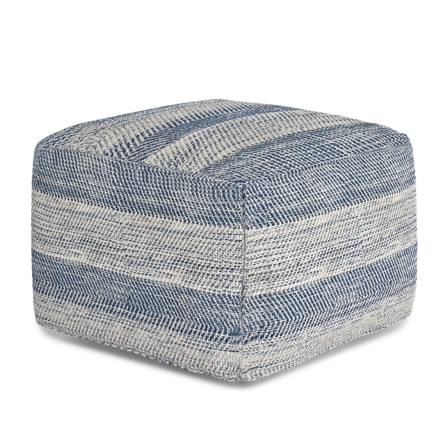 Clay Teal Melange Cotton Square Pouf
