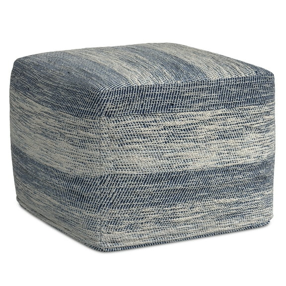 Clay Boho Square Pouf in Patterened Teal Melange Cotton