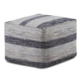 thumbnail image 1 of Simpli Home Clay 18 inch Wide Boho Square Pouf in Patterned Blue Melange Cotton, 1 of 4