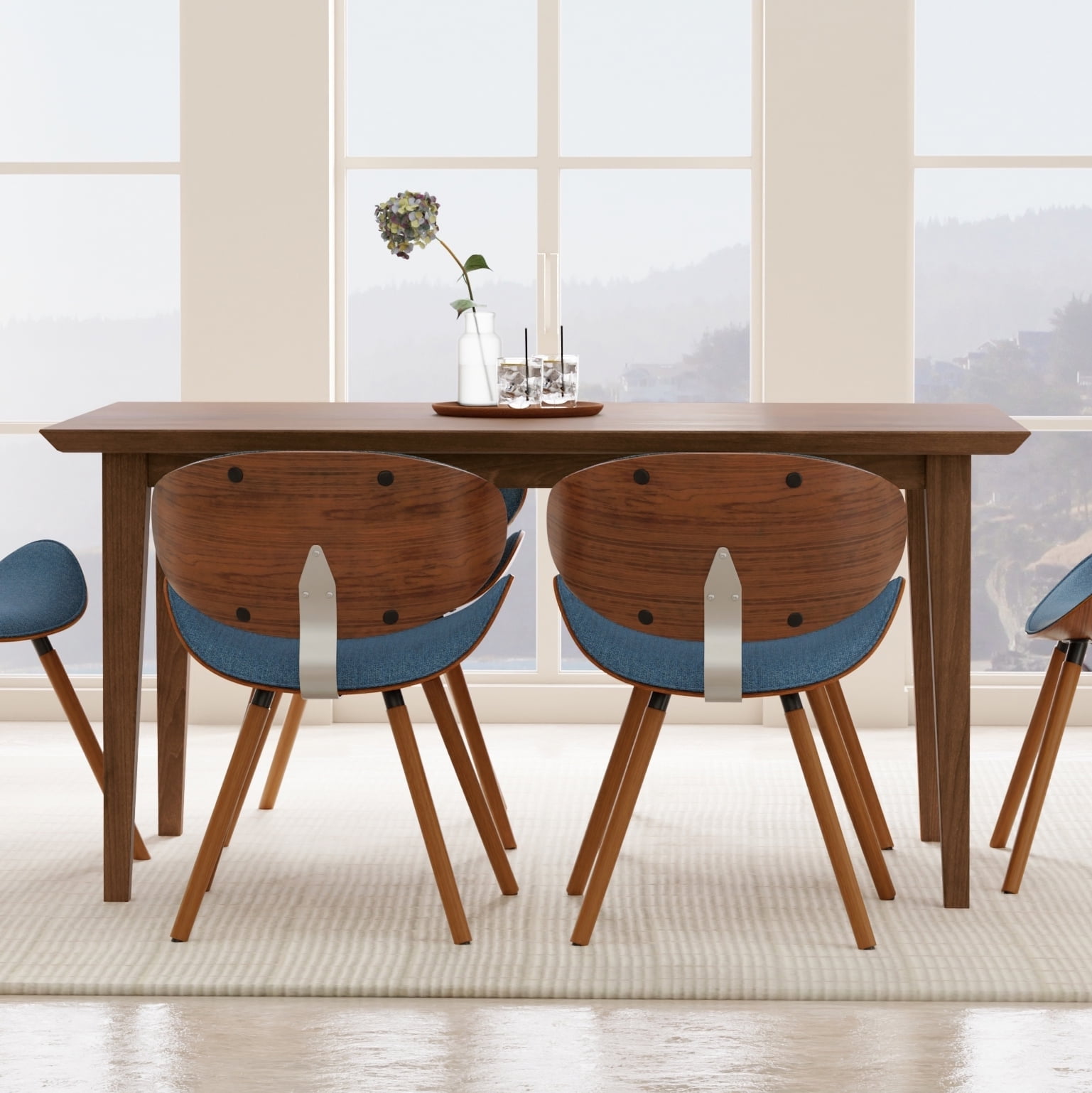 Colby Walnut Solid Wood Rectangular Dining Table for Six