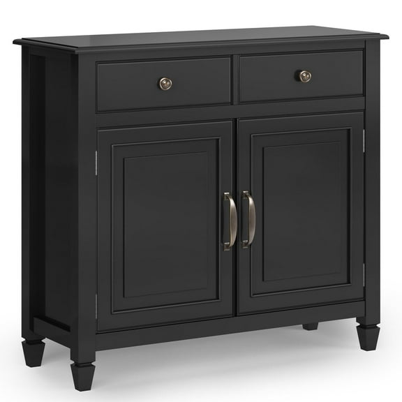 Connaught 40 inch Wide Solid Wood Traditional Entryway Storage Cabinet in Black