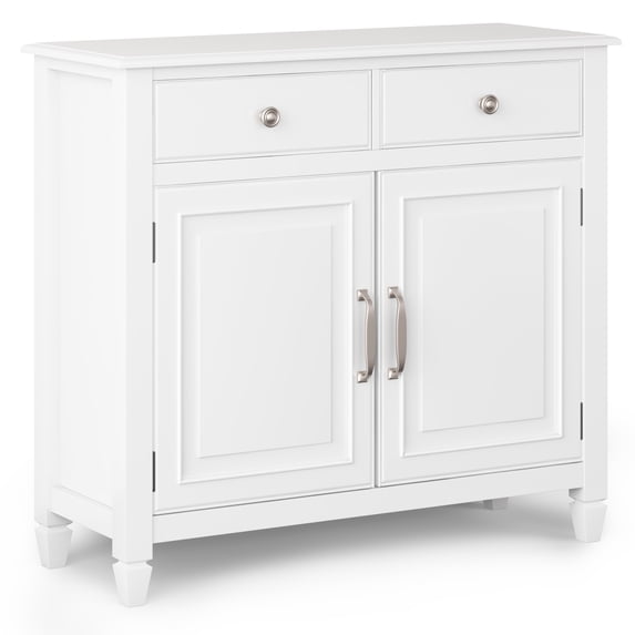 Simpli Home Connaught 40 inch Wide Solid Wood Traditional Entryway Storage Cabinet in White