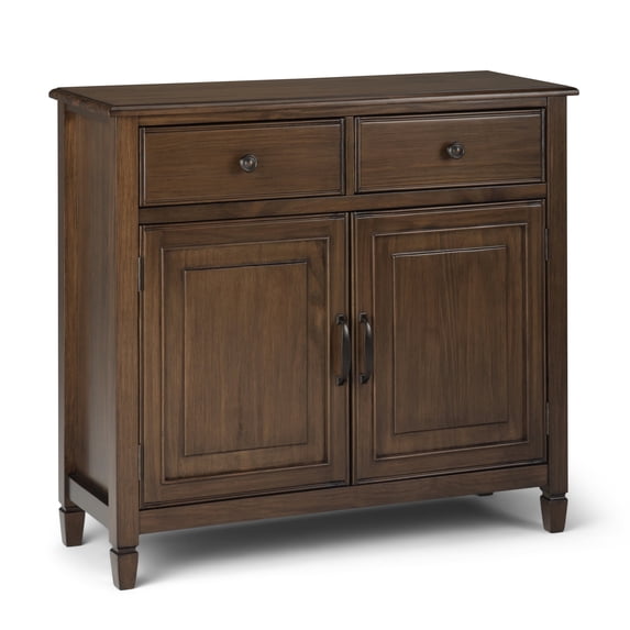 Simpli Home Connaught 40 inch Wide Solid Wood Traditional Entryway Storage Cabinet in Rustic Natural Aged Brown