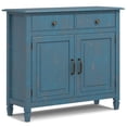 thumbnail image 1 of Simpli Home Connaught 40 inch Wide Solid Wood Traditional Entryway Storage Cabinet in Distressed Coastal Blue, 1 of 13