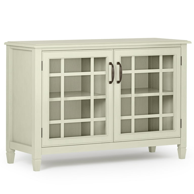 Simpli Home Connaught SOLID WOOD 46 inch Wide Traditional Low Storage Cabinet in Antique White