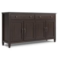 thumbnail image 1 of Simpli Home Connaught 67 inch Wide Solid Wood Traditional Large Sideboard Buffet Storage Cabinet in Dark Chestnut Brown, 1 of 12