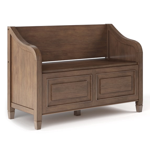 Simpli Home Connaught 42W Entryway Storage Bench with Seat Back