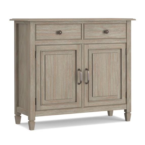 Simpli Home Connaught 40 inch Wide Solid Wood Traditional Entryway Storage Cabinet in Distressed Grey