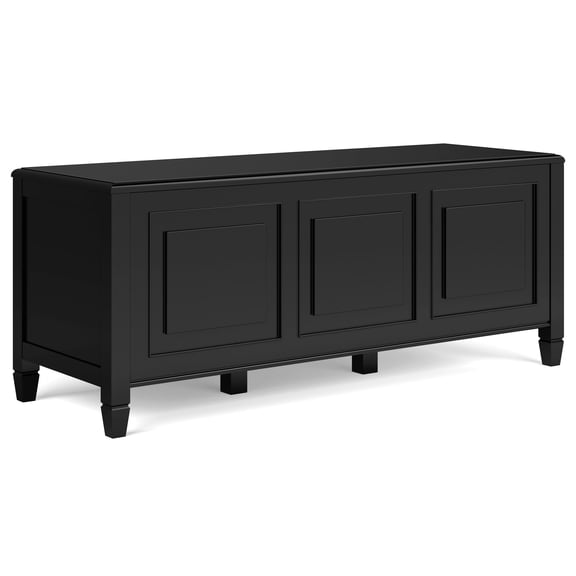 Simpli Home Connaught 51 inch Wide Solid Wood Traditional Storage Bench Trunk in Black