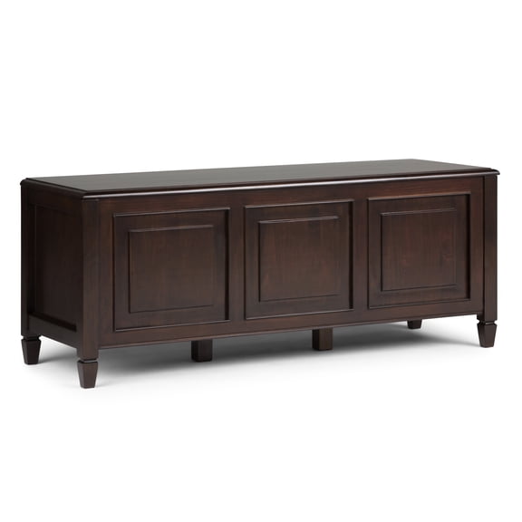Connaught 51 inch Wide Solid Wood Traditional Storage Bench Trunk in Dark Chestnut Brown