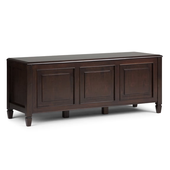 Connaught 51 inch Wide Solid Wood Traditional Storage Bench Trunk in Dark Chestnut Brown