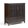 thumbnail image 1 of Simpli Home Connaught 46 inch Wide Solid Wood Traditional Tall Storage Cabinet in Dark Chestnut Brown, 1 of 9