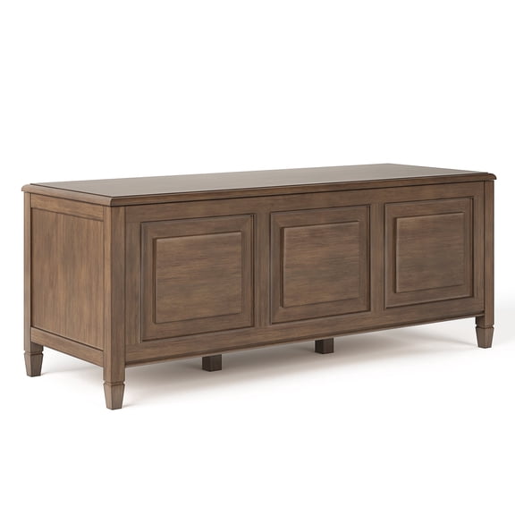 Simpli Home Connaught 51 inch Wide Solid Wood Traditional Storage Bench Trunk in Natural Aged Brown