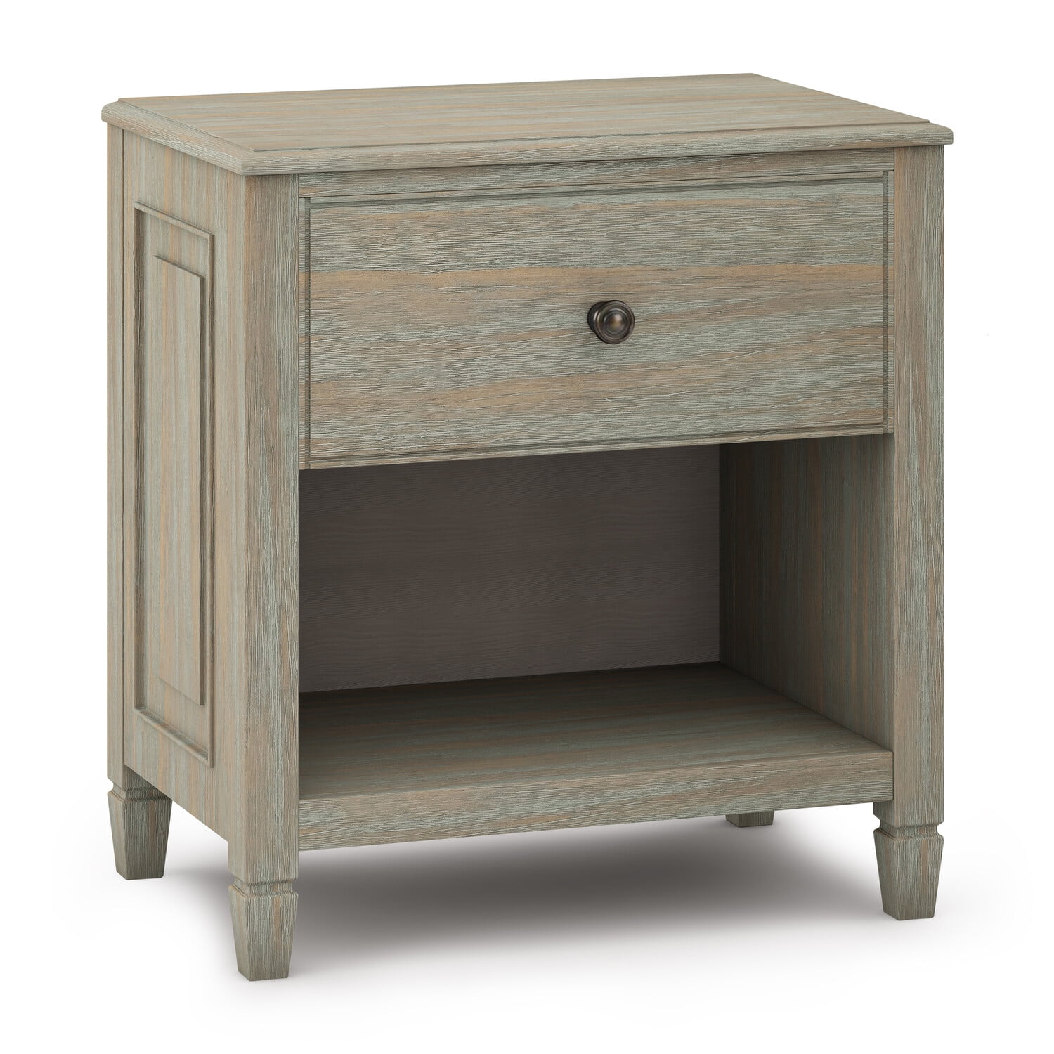 Connaught Distressed Gray Solid Wood Traditional Nightstand with 2 Drawers