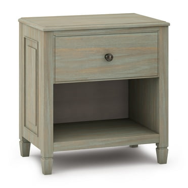 Simpli Home Connaught Wood 24" Traditional Bedside Nightstand Table in Gray