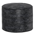 thumbnail image 1 of Simpli Home Connor 18 inch Wide Boho Round Pouf in Distressed Black Genuine Leather, 1 of 8