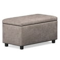 thumbnail image 1 of Cosmopolitan 34 inch Wide Storage Ottoman in Distressed Grey Taupe Vegan Leather, 1 of 12