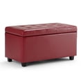 thumbnail image 1 of Cosmopolitan 34 inch Wide Storage Ottoman in Red Vegan Leather, 1 of 7