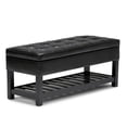 thumbnail image 1 of Cosmopolitan 44 inch Wide Rectangle Storage Ottoman Bench with Open Bottom in Midnight Black Vegan Leather, 1 of 4