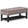 thumbnail image 1 of Cosmopolitan 44 inch Wide Rectangle Storage Ottoman Bench with Open Bottom in Distressed Grey Taupe Vegan Leather, 1 of 12