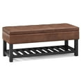 thumbnail image 1 of Simpli Home Cosmopolitan 44" Transitional Rectangle Ottoman Bench in Saddle Brown Faux Leather, 1 of 7