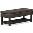 thumbnail image 1 of Simpli Home Cosmopolitan 44 inch WideTransitional Rectangle Storage Ottoman Bench with Open Bottom in Distressed Brown Faux Leather, 1 of 12