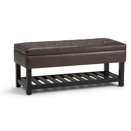 Simpli Home - Cosmopolitan Storage Ottoman Bench with Open Bottom - Chocolate Brown