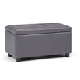 thumbnail image 1 of Simpli Home Cosmopolitan 34 inch Wide Transitional Storage Ottoman in Stone Grey Vegan Leather, 1 of 12