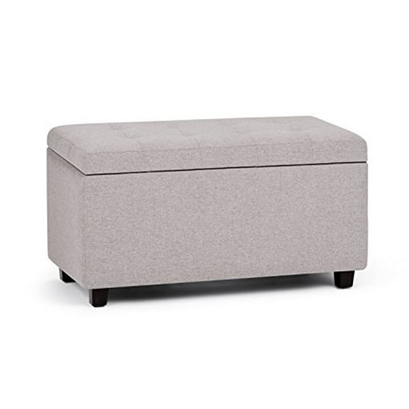 Cosmopolitan 34 inch Wide Storage Ottoman in Cloud Grey Linen-Look Fabric
